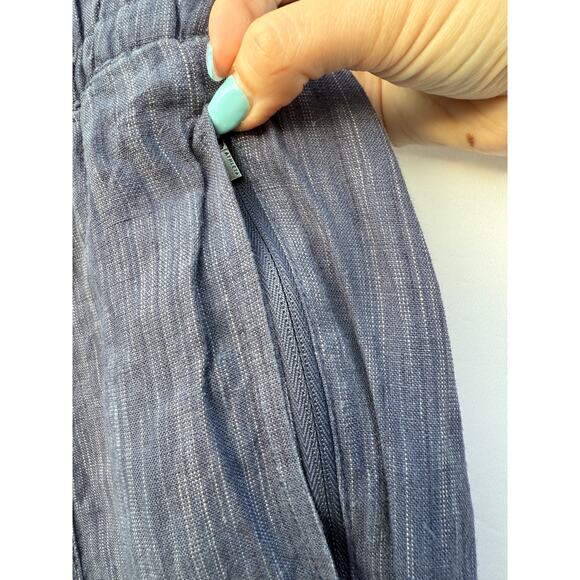 Athleta Retreat Blue Wide Leg 100% Linen Active Ankle Pant Sz Small - Picture 6 of 9